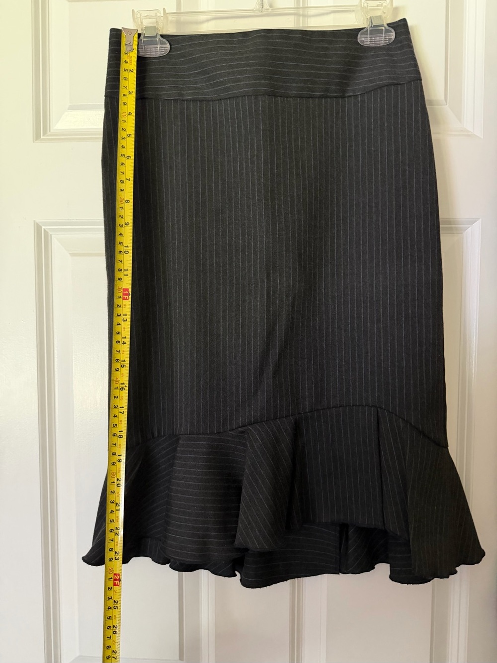 Express Womens Black Pinstripe Ruffle Hem Skirt sz0